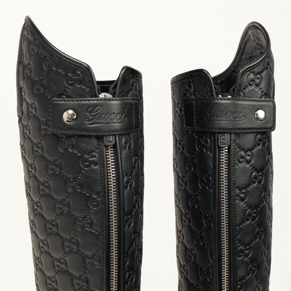 Gucci Maud Nero Soft Guccissima Leather Knee-High Riding Boots - Picture 8 of 11